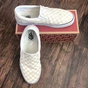 Vans cream checkerboard shoes